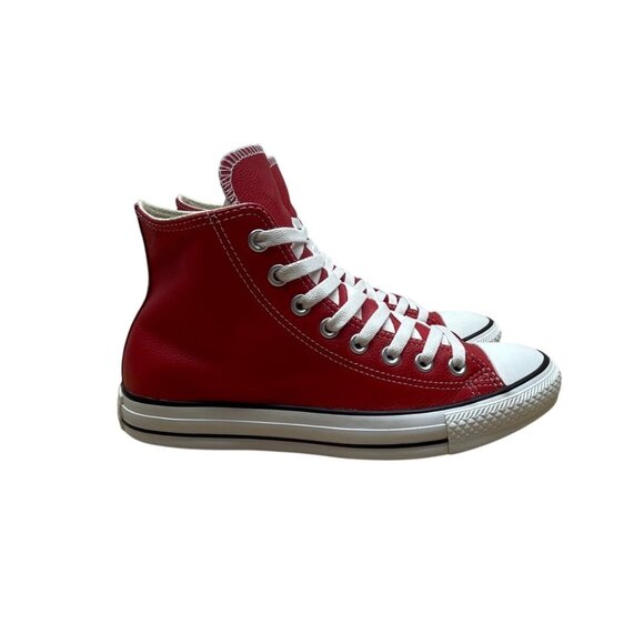 Converse Red Leather Chuck Taylor All Star High-Top Sneakers Unisex Size 7M/9W - Picture 1 of 11